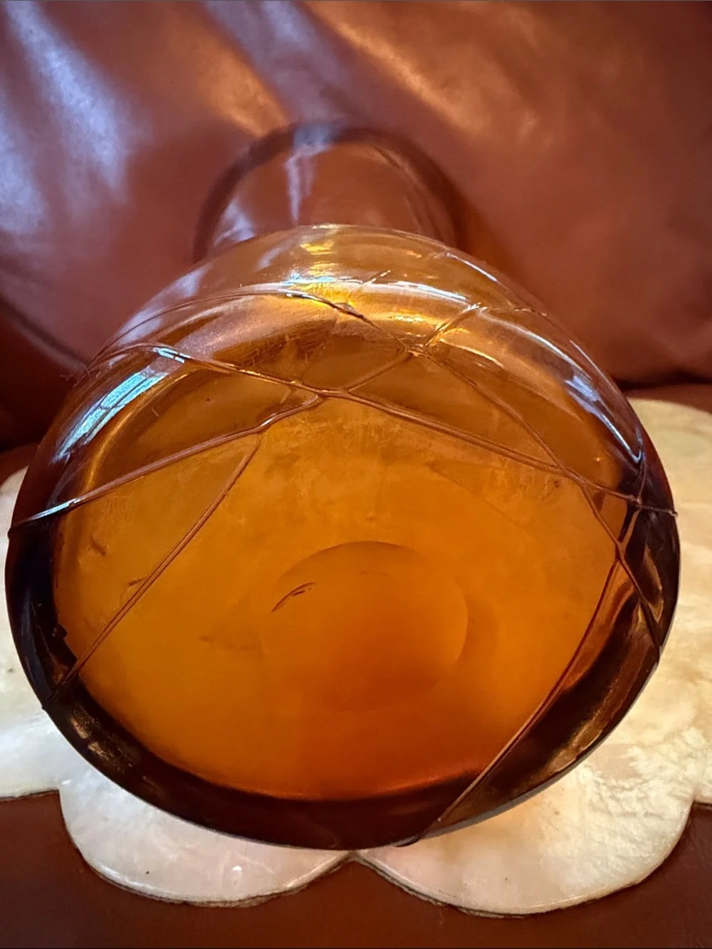 Vintage MCM Amber Glass Decorative Vase - Elegant Home Accent